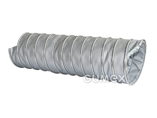 Vzduchotechnická hadica pre chemikálie CP HITEX 483, 100/114mm, 0,13bar/-0,18bar, potiahnutá sklená tkanina s tepelnou izoláciou, nerezová špirála, -60°C/+900°C, svetlo šedá